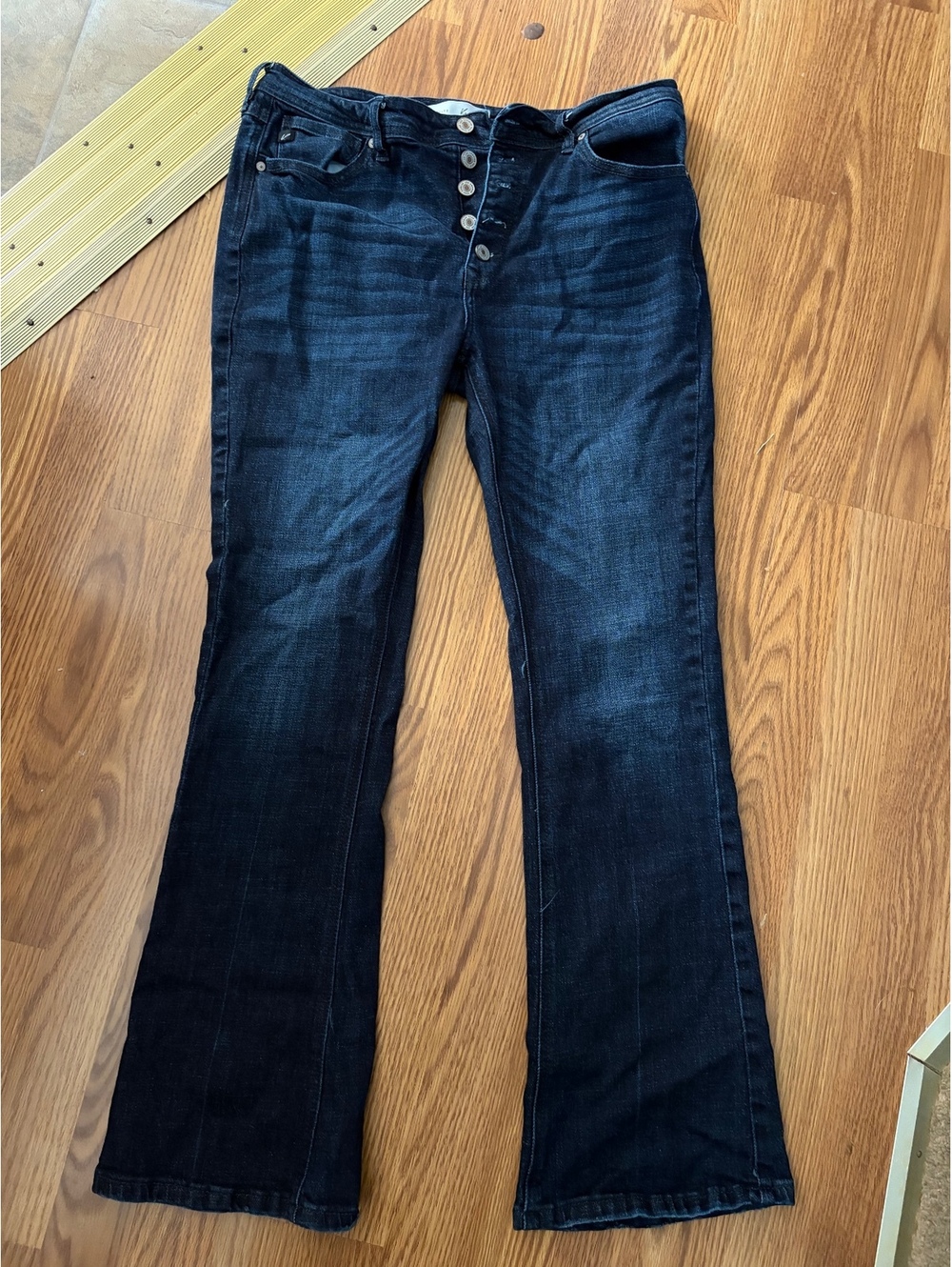 Kancan blue denim dark wash jeans womens 15 petite juniors button fly